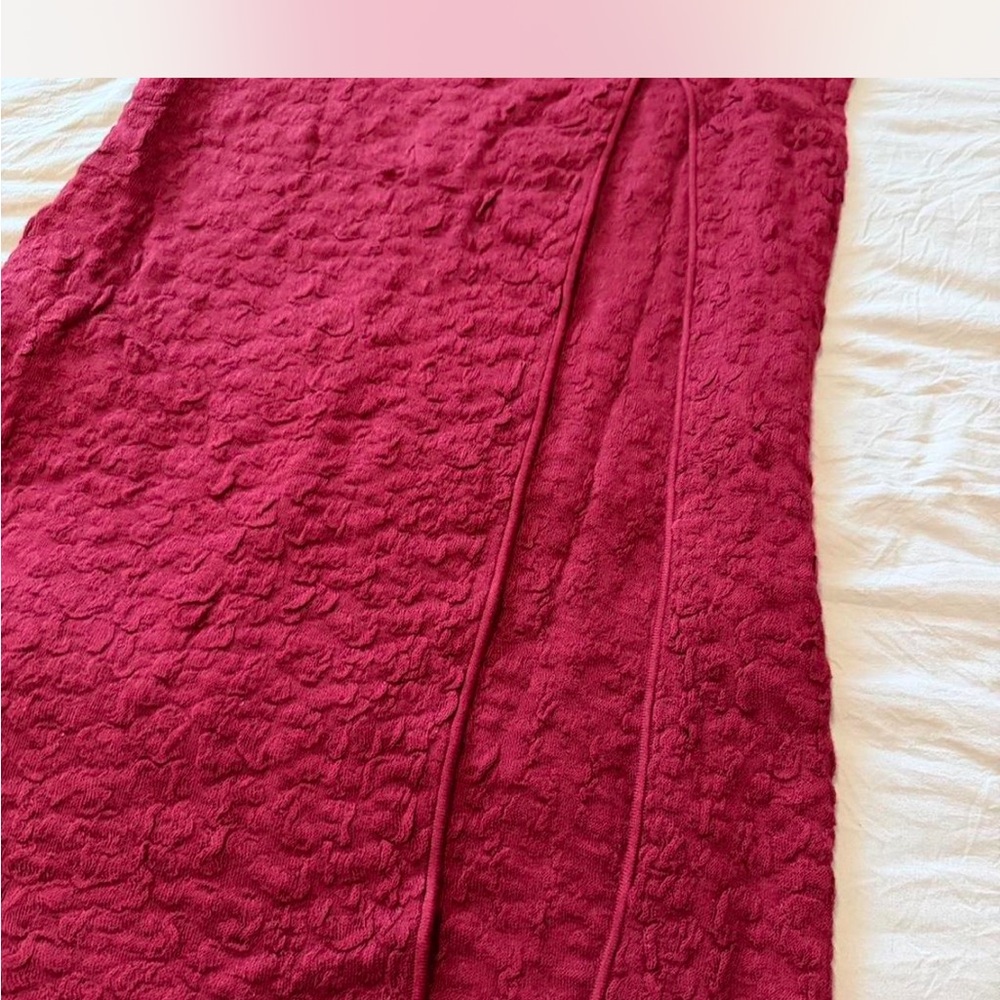 Textured Knit Midi Skirt in Deep Berry